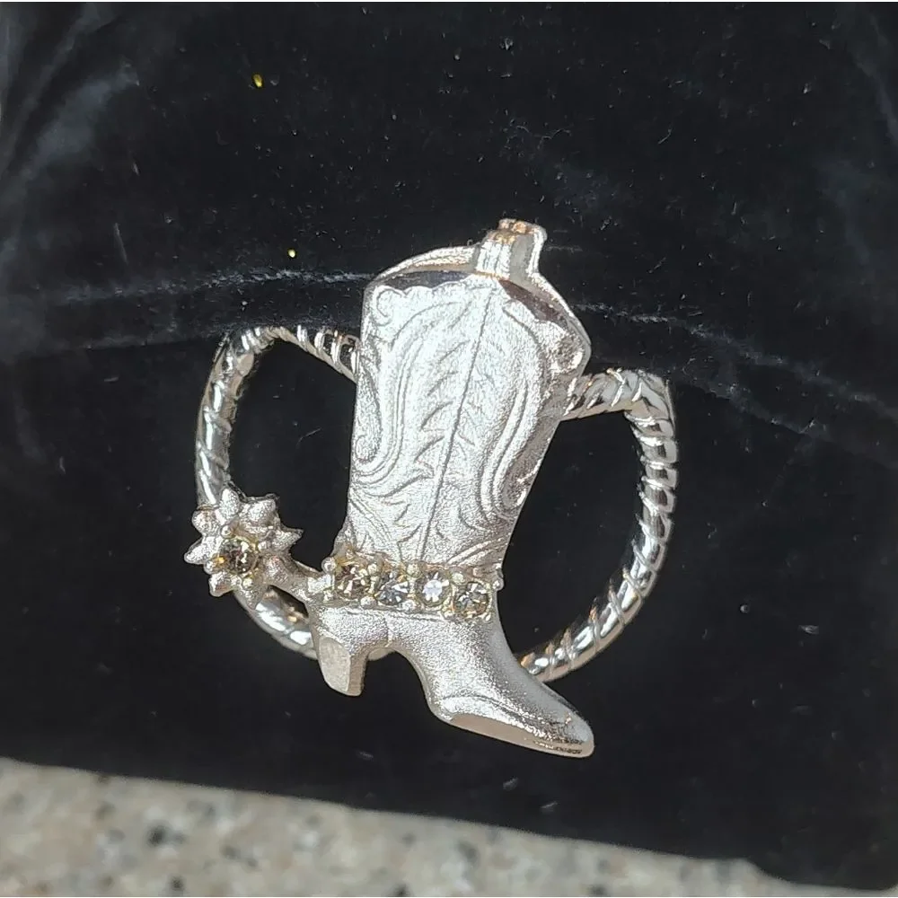 Silver Toned Western Cowgirl Scarf Slide